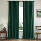 MIULEE Non-See-Through Privacy Linen Curtains 2 Panels, Christmas Emerald Green Light Filtering Window Curtains Textured Back Tab Semi Sheer Drapes for Bedroom Living Room, 52 x 90 Inches Long