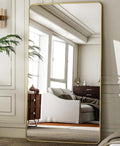 HARRITPURE 80"x40" Oversized Full Length Mirror - Rectangular Gold Aluminum Frame Floor Mirror with Stand for Bedroom, Living Room, Cloakroom, Full Body Reflection