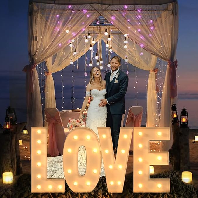 Marquee Letters 3 Feet Tall, 3FT Large Light up Letters U, Big Sign U with Warm White Light for Birthday Wedding Proposal Engagement Graduation Party Backdrop Decorations