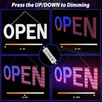 LED Open Signs for Business, 40"L x 14"W Inch Large Led Open Sign with 3 Scene Modes, Ultra Bright Adjustable Open Light Up Sign Led for Storefront Window Door Shop Store Bar Cafes Restaurant (US Flag Design)