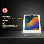 Desktop Anti-Theft Stand – CTA Kiosk Stand with Stylus, Tether, and Aluminum Enclosure for iPad 11th Gen A16 11” - 10th Gen 10.9” - Air 4th & 5th Gen - 11” Pro & More - White (PAD-DASB109W)
