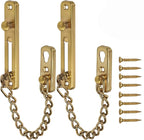 2 Pack Door Chain Lock, KINJOEK Stainless Steel Security Chain Guard with Spring Anti Theft Press Lock, Heavy Duty Polished Door Latch with Screws, Gold