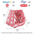 Pozico Baby Shopping Cart Cover for Baby Girl or Boy, Machine Washable/Portable with Carry Bag-Pink White Elephant