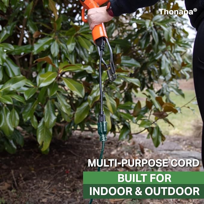 Weatherproof Outdoor Extension Cord 75 ft, 16/3 SJTW 75ft Green Extension Cord 3 Prong, Long for Outdoor Lights & Landscaping, UL Certified - US Veteran Owned