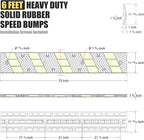 6' Ft 72" Inch Heavy Rubber Speed Bump Hump, 1-Piece Integrated Cable Cover Ramp, Installation Parts Included, Road Safety Bumps for Garage Parking Lot, Speed Control (72" Speed Bump x 2Pcs)