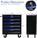 5-Drawer Heavy-Duty Rolling Steel Tool Cart with Handle&Wheels, Metal Storage Organizer Cabinet, Tool Chest for Efficient Tool Storage in Garage, Warehouse, Workshop, Repair Shop, Blue