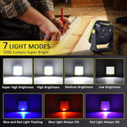 Masmejor 30W Rechargeable LED Work Light - 1500LM, IP44 Waterproof, Magnetic Base, 360° Rotating, 7 Modes for Auto Repair, Emergency, Garage, Camping & Outdoor