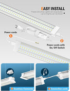 Upgrade Hanging | Surface Mount 4' Led Shop Lights for Workshop 4FT 10pack, Super Bright 10000LM 5000K 60W Linkable 4FT Led Shop Light for Workshop Garage Factory Warehouse Shop Workbench