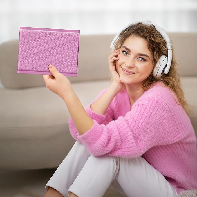 Fuxury Bubble Mailers 6x10" 100 Pack, Pinkish Purple Padded Envelopes Usable Size 6x9" Self Seal Mailing Envelopes Bubble Padded Shipping Bags for Mailing,Packaging, Small Business