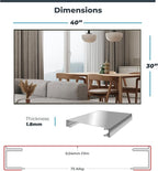 Unbreakable Glassless Mirror Ultra Light Shatterproof Wall Mounted Large Mirror for Dance Studio and Bedroom,0.04mm Nano Film, 30" x 40" Black