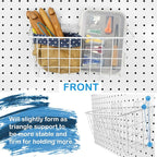 G.CORE 2 Pack Pegboard Baskets, Metal Shelves Hooks to 1/8" 1/4" Peg Boards, Peg Board Baskets Bins Set - Organize Tools Workbench Accessories Garage Storage Wall Mount Organizer Attachments (Medium)