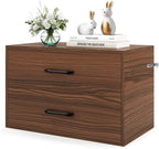 POWERSTONE 2 Drawers Storage Cabinets, Wooden Dresser Organizer, Under Desk Storage for Living Room, Bedroom, Home Office, Walnut