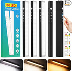 160LEDs Touch-Control Under Cabinet Lighting w/4000mAh Battery, Cordless Motion Sensor Under Counter Lights for Kitchen, Magnetic Rechargeable Closet Lights - 5Pack/Black, 2025 Fall