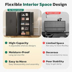 Greenvelly 63" H Metal Storage Cabinet Black, Locking Metal Cabinet, Store Tools, Clothes, Tableware and Toiletries, Garage Cabinets with Adjustable Shelves for Office, Home, Garage, Pantry