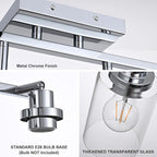 2-Light Track Lighting Kit Ceiling Kitchen Track Lighting Fixtures Chrome Bathroom Vanity Wall Lights with Clear Glass Multi-Directional Rotating Tracking Light Heads Spotlight for Accent Shop