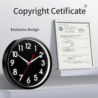 AKCISOT Wall ClockModern Black Silent Non Ticking Wall Clocks Battery Operated 10 Inch,Small Analog Classic Clock Decorative for Bedroom, Kitchen, Home Office, Bathroom, School, Living Room