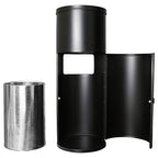 Black Stainless Steel Floor Stand Wipe Dispenser with Built-in Trash Can - Fits Wipes on Rolls - Perfect for Fitness Clubs, Schools/Daycares, Commercial and Residential Facilities