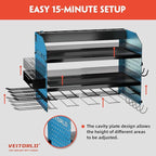 Veitorld Power Tool Organizer with Power Strip, 4 Drill Holders Tool Storage, Heavy Duty Rack for Garage Organization, Wall Mount Tool Organizer, Christmas Anniversary Birthday Gifts for Men Dad Him