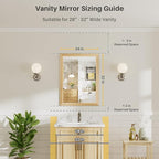 24x32 Inch Bathroom Mirror for Wall, Anti-Rust Oak Wood Grain Metal Framed Bathroom Mirrors for Over Sink,Rectangler Mirrors for Bathroom Vanity, Farmhouse, Bedroom, Living Room, Entryway Decor