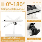 Tangkula Mobile Lectern Podium, Height Adjustable Podium Stand, Standing Sit-to-Stand Desk, Rolling Cart Laptop Desk with Swivel Top Movable Wheels & Storage