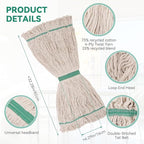 Commercial Heavy Duty Mop Heads Replacement: 6 Packs 20oz Industrial Wet Mop Head for Floor Cleaning - Commercial Products Looped End String Head Refills