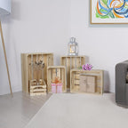 5-Piece Farmhouse Wooden Crate Set - Rustic Wooden Crates for Display and Storage, Large Natural Wood Decorative Crates, Farmhouse Apple Crates, Painted Wood Crates for Decor
