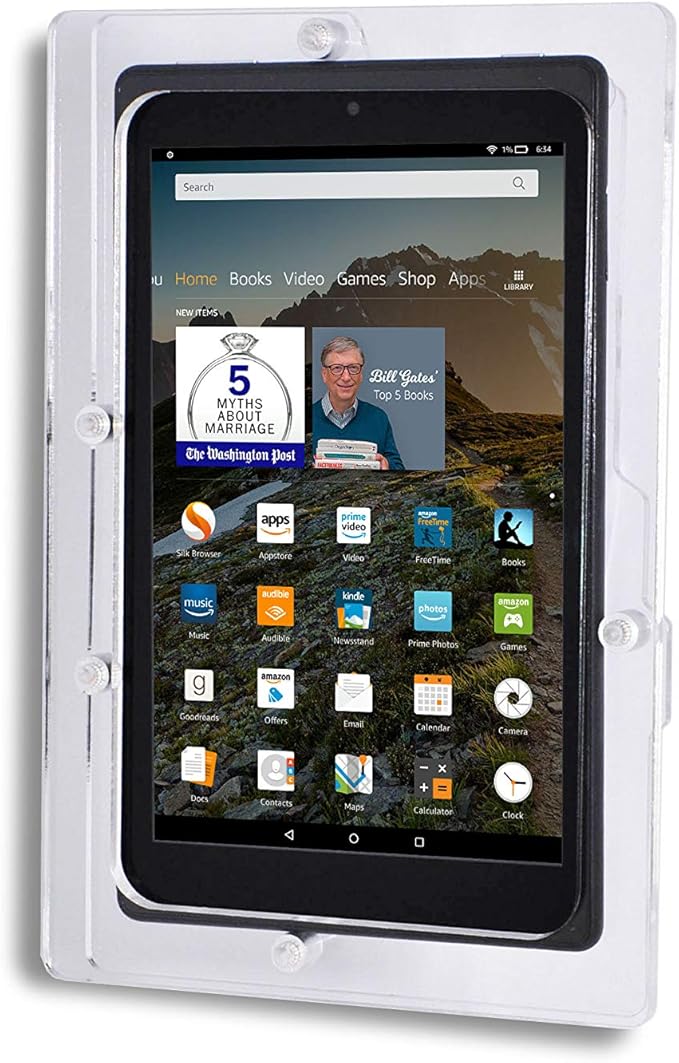 TABcare Security Anti-Theft Acrylic VESA Enclosure for Amazon Tablet with Free Wall Mount Kit (Clear, Fire HD 6)