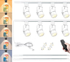 Plug in Track Lighting with Power Cord, 8-Light LED Track Lighting Kit with 6.6FT H Type Track Lighting Rails, Modern Kitchen LED Track Lighting Fixtures Ceiling Spot Light, White