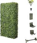 E&K 36" Wx54 Hx12 D Artificial Boxwood Hedge Wall with White Flowers, Artificial Outdoor Privacy Wall for Balcony Backyard Office, Indoor Divider Freestanding Greenery Backdrop