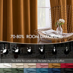 MIULEE Velvet Curtains 108 Inch Length 2 Panels Set for Bedroom, Pinch Pleat Back Tab Luxury Thermal Insulated Living Room Darkening Pleated Blackout Extra Long Window Curtain with Hooks, Golden Brown