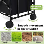 Collapsible Folding Shopping Cart, Portable Foldable Wagon with 220lbs Large Capacity, Collapsible Utility Wagon Cart for Shopping, Grocery, Camping, Gardening