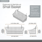Spectrum Pegboard & Wall Mount Wire Basket Small (Industrial Gray) - Storage & Organizer for Garage, Tools, Shed, Home, Work Bench, Crafts, & More