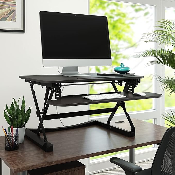 Union & Scale Staples Flexfit 35-inch Adjustable Desk Riser, Black, 2/Pack (UN50710-CCVS)