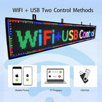 P10 LED Signs Programmable Outdoor 77"x14", IP65 Waterproof Scrolling LED Sign, Vibrant Colors Digital Led Signage Displays, Wifi + USB Control Open Signs for Business