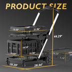 TOOLIOM 2-Tier Collapsible Shopping Cart with Brake Wheels & 2 Folding Baskets, Multi-Use Mobile Trolley for Grocery, Luggage & Office