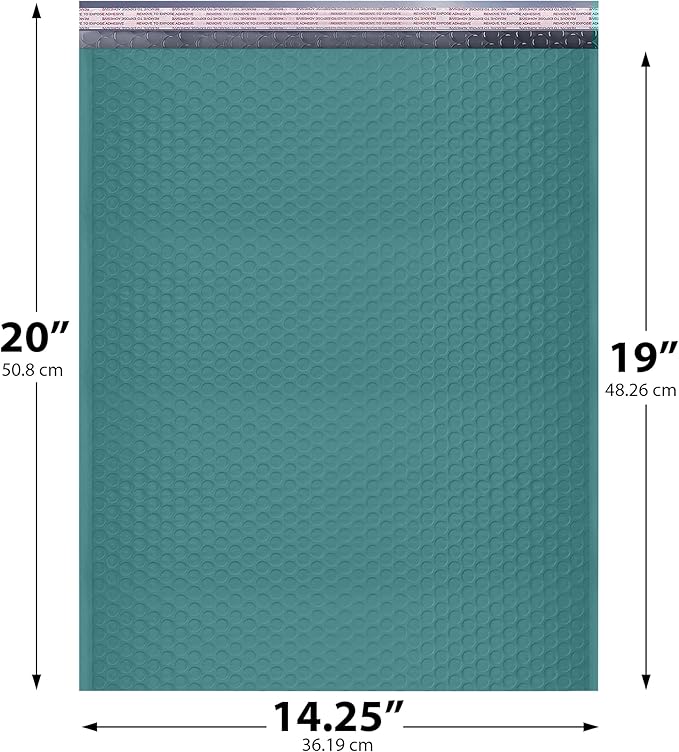 Green Extra Large Poly Bubble Mailers 14.25x20 inch #7 | Self Seal Large Padded Envelopes | Air Cushioned Bubble Mailer | Usable Size 14.25x19 Lightweight Mailing Shipping Bags| 50 Pack Bulk