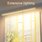 9W Picture Light Plug in, 24" Adjustable LED Art Light with Remote Control, Dimmable Wall Light for Picture Display Dartboard Art Work (Gold)