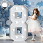 Marquee Numbers 4 Feet Tall Big Light Up Numbers 8th 18th 80th Happy Birthday Decorations Girl Boy White Anniversary Party Decor Large Cardboard Prop Backdrop Sign 8