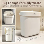 COZYTO EcoToss Exo Wall-Mounted Trash Can – White Pearl, Dual-Lid Slim Bin with No-Drill Mounting, Odor-Control Lid for Kitchen, Bathroom, RV, Small Spaces, 9.4L