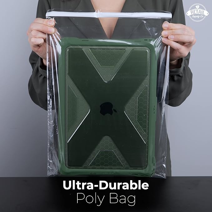 Poly Bags 11x14" - Suffocation Warning - Extra Strong Seal - 200 Pack - Polybags 11x14 - Retail Supply Co