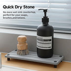 Fast Stone Drying Tray Diatomite Sponge Holder Mat, Kitchen Sink Organizer Sink Caddy, Kitchen & Bathroom Counter Makeup Vanity Dispenser Toothbrush Bottle Soap Dish Rack,Light Gray, 10" x 4"