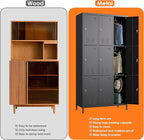 Aobabo New 9 Doors Metal Storage Locker for Employees, Lockable Steel Locker with Name Card Slot and 27 Hooks for School Office Gym Garage, Black, Assembly Required