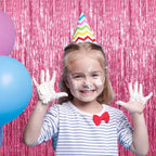 2 Pack Foil Curtain Backdrop Pink Metallic Tinsel Foil Fringe Curtains Photo Booth Props for Birthday Wedding Engagement Baby Shower Bachelorette Christmas Holiday Celebration Party Decorations