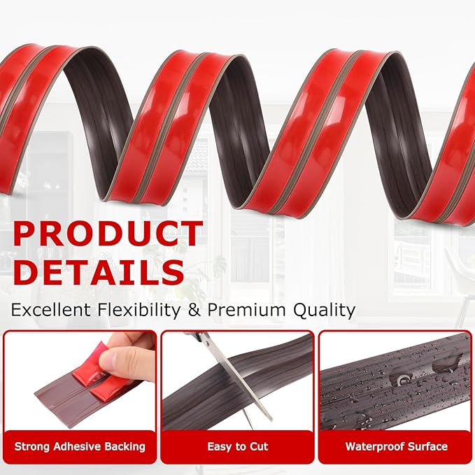 Flexible Wall Corner Protector Moulding Trim Peel and Stick Wall Corner Guards Edge Protector Self Adhesive Molding Trim Strip for Edge Ceiling (Dark Walnut Wood Grain, 0.8 in x 40 Ft)