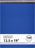 Royal Blue 12.5x19.5 Inch Large Poly Bubble Mailers #6 | Padded Envelopes with Self Seal | Air Lined Cushioned Bubble Mailer | Usable Size 12.5x15 | 100 Pack Bulk | Lightweight shipping Bags