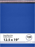 Royal Blue 12.5x19.5 Inch Large Poly Bubble Mailers #6 | Padded Envelopes with Self Seal | Air Lined Cushioned Bubble Mailer | Usable Size 12.5x15 | 100 Pack Bulk | Lightweight shipping Bags