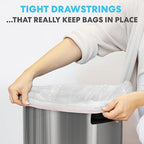 SIMPLI-MAGIC 17 Gallon Drawstring Trash Bags, 120 Pack – Tall Kitchen Garbage Bags, Custom Made with Premium Materials (White)
