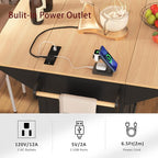 Kitchen Island with 2 Drop Leaf, Home Cart Island on Wheels Foldable Dining Table with Power Outlets,3 Drawers,Storage Cabinet, Tower Rack(Black)