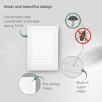 Vent Systems 5 x 7 Inch (Inner) White Rectangular Soffit Vent Cover - Metal HVAC Return Air Grille with Mesh Screen - Register Wall Vent Duct Grill - Outdoor, Indoor, Crawlspace Exhaust Ventilation