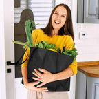 WISELIFE Reusable Grocery Shopping Bags 10 Pack Large Foldable Tote Bags Bulk, Long Handle for Shopping Groceries Clothes (New 5 Colors)